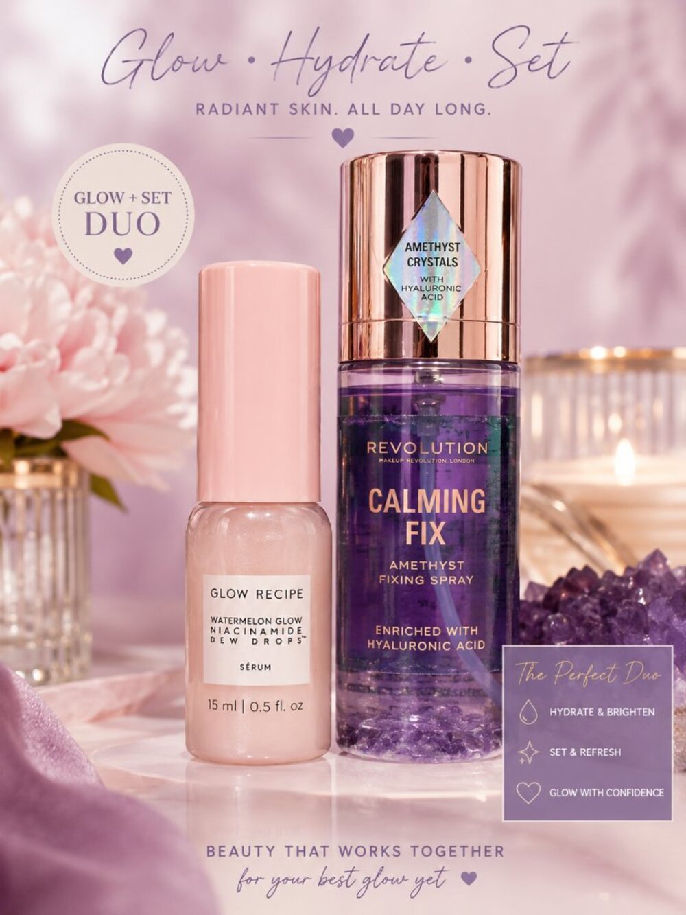 Glow Recipe Watermelon Glow Niacinamide Dew Drops 15mL + Revolution Calming Fix